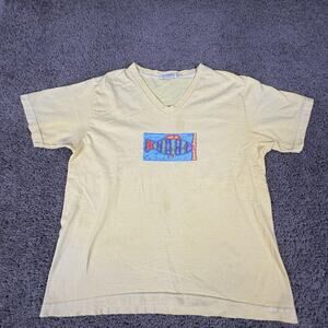 Fresh Produce Shirt Womens Medium Yellow Fish Graphic V Neck Beach Tee Made USA